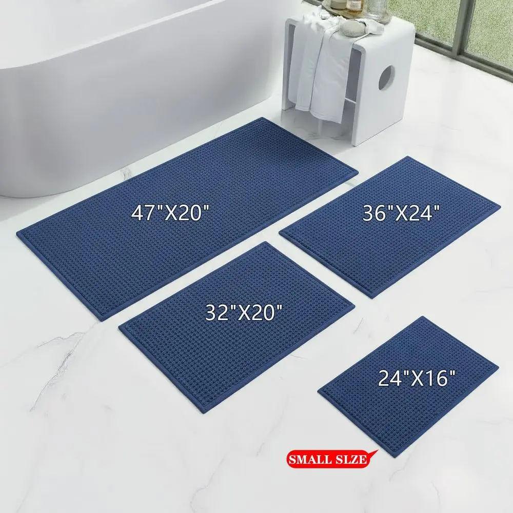 Alfombra de baño fina, absorbente, lavable, antideslizante, de secado rápido, azul marino, 47x20