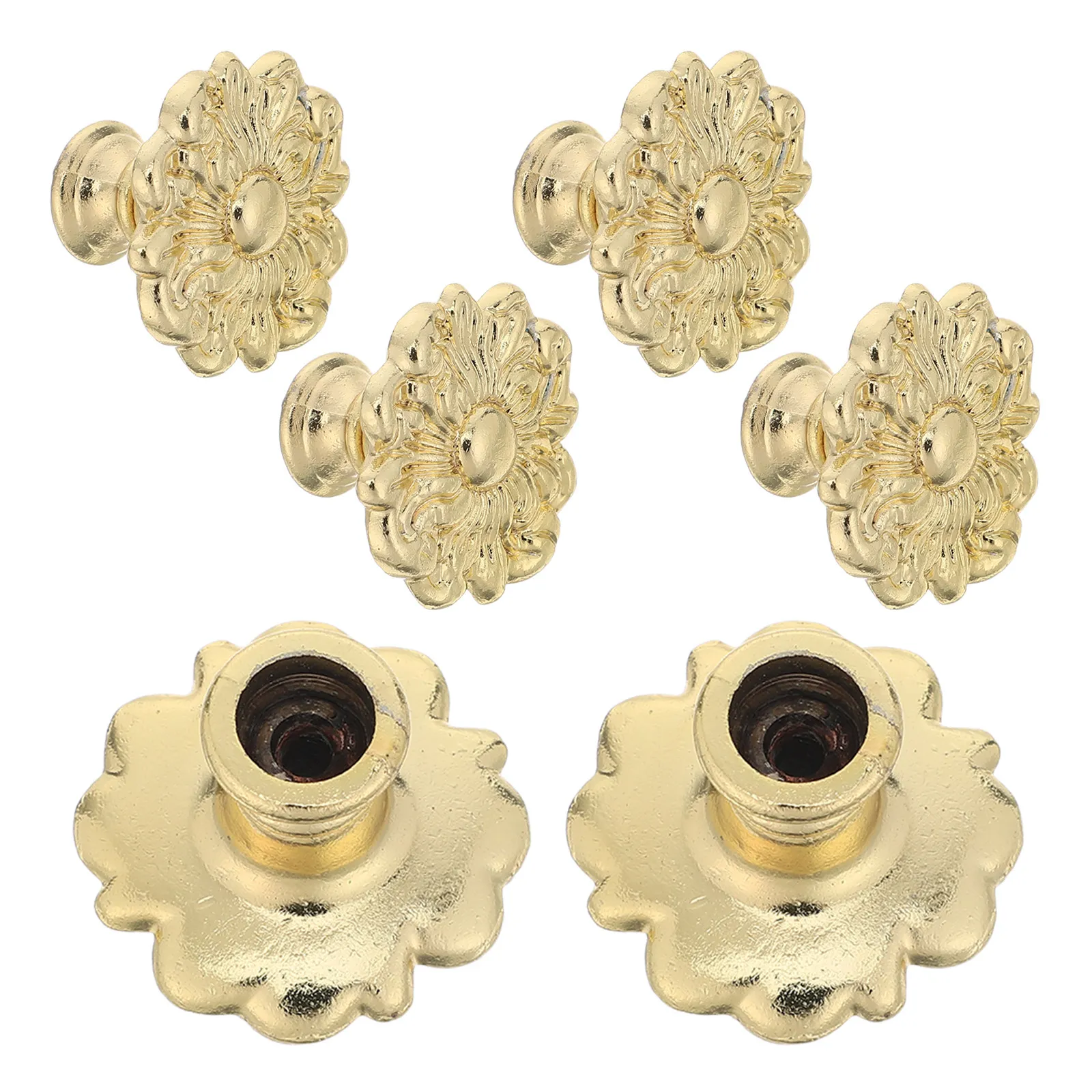 6Pcs Zinc Alloy Flower Dresser Knobs Vintage Floral Drawer Handles for Kitchen Cabinets Wardrobe Furniture Decorative Drawer