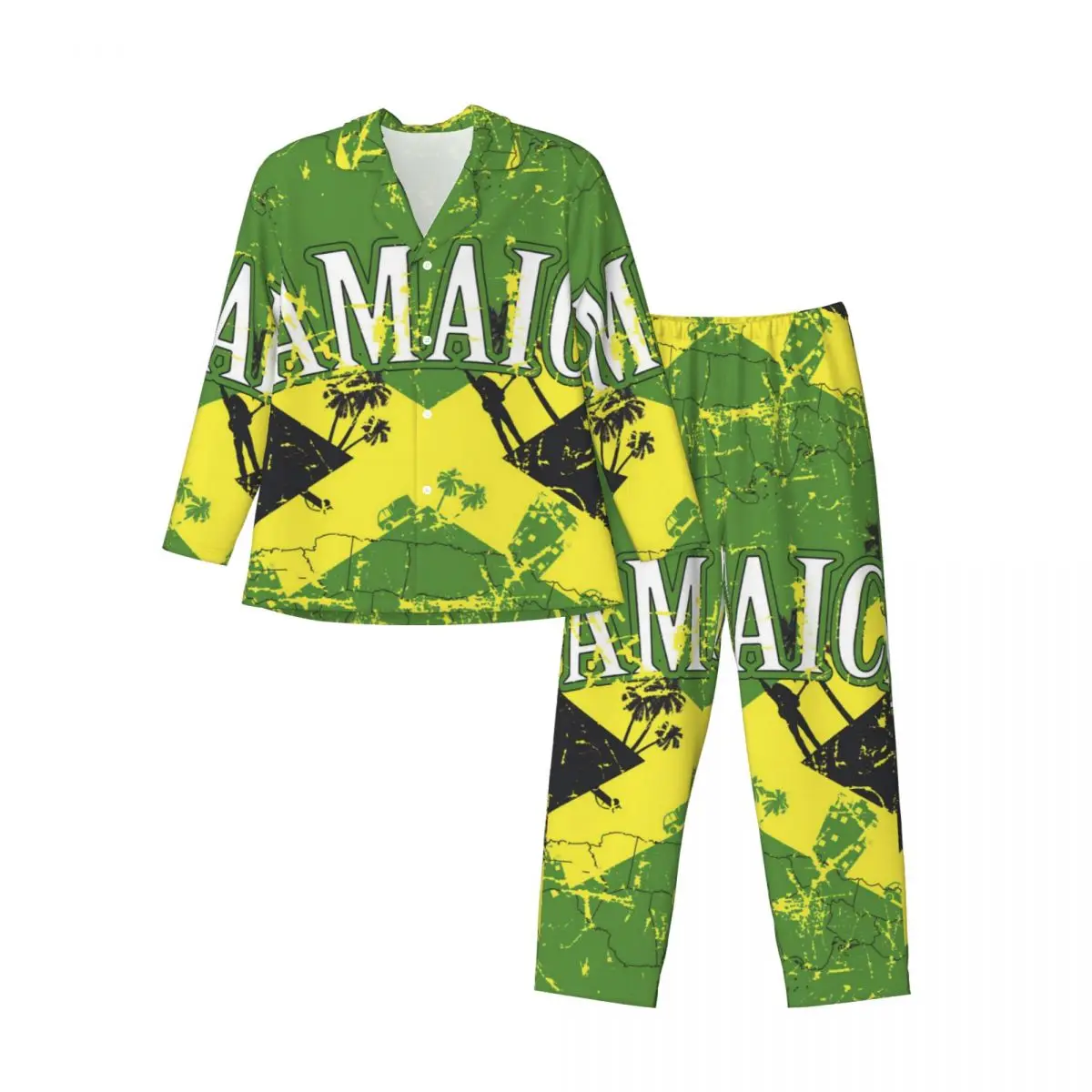 Men Pajamas Set of Autumn Winter Long-Sleeved Jamaica By Adam Drakone Home Clothing Sleepwear 2PCS/Set