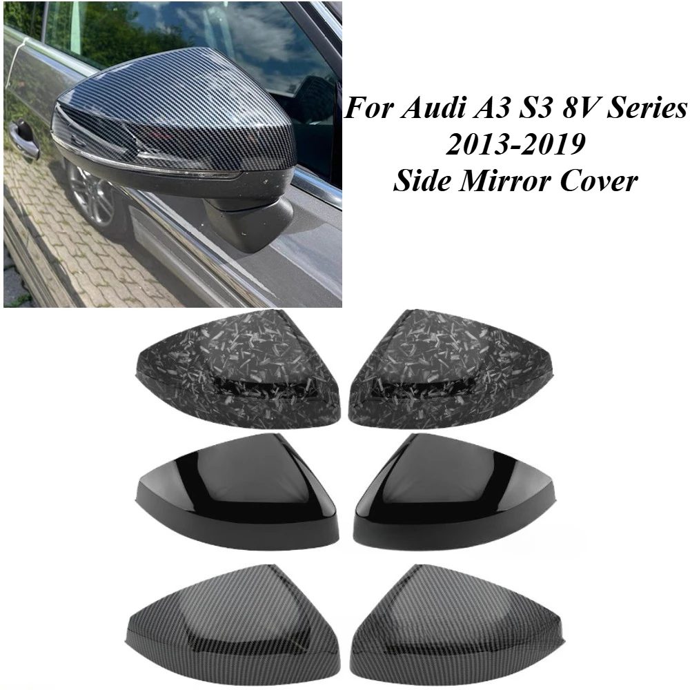 

For Audi A3 S3 8V Series 2013-19 Side Mirror Cover Housing OEM Style ABS Replacement Gloss Black Auto Exterior Accessories Parts