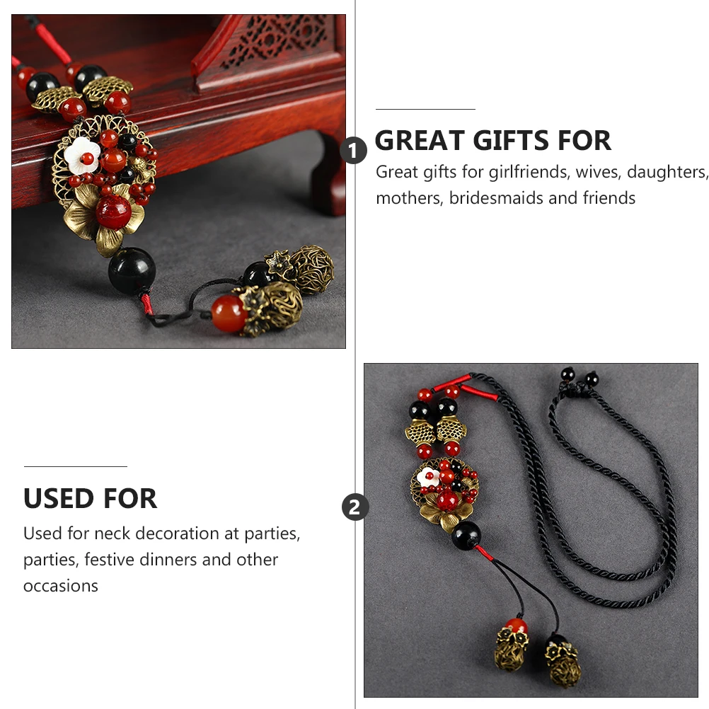 

Vintage Sweater Chain Ethnic Neck Pendant Long Choker Necklace For Winter Outfit Scarf Matching Clavicle Jewelry Gift