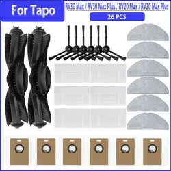 Roller Side Brush Filter Mops Dust Bag For Tapo RV30 Max / RV30 Max Plus / RV20 Max / RV20 Max Plus Robot Vacuum Accessories