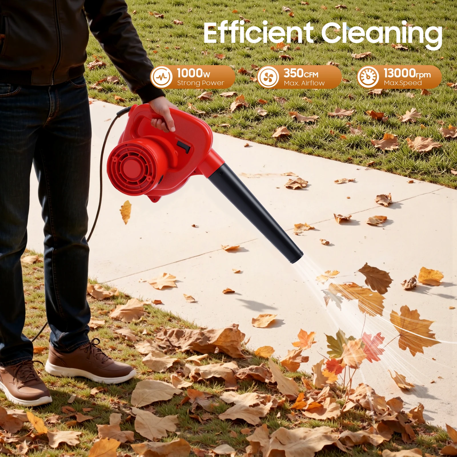 1000W 13000r/min Mini Red Portable Electric Handheld Air Blower Dust Cleaner