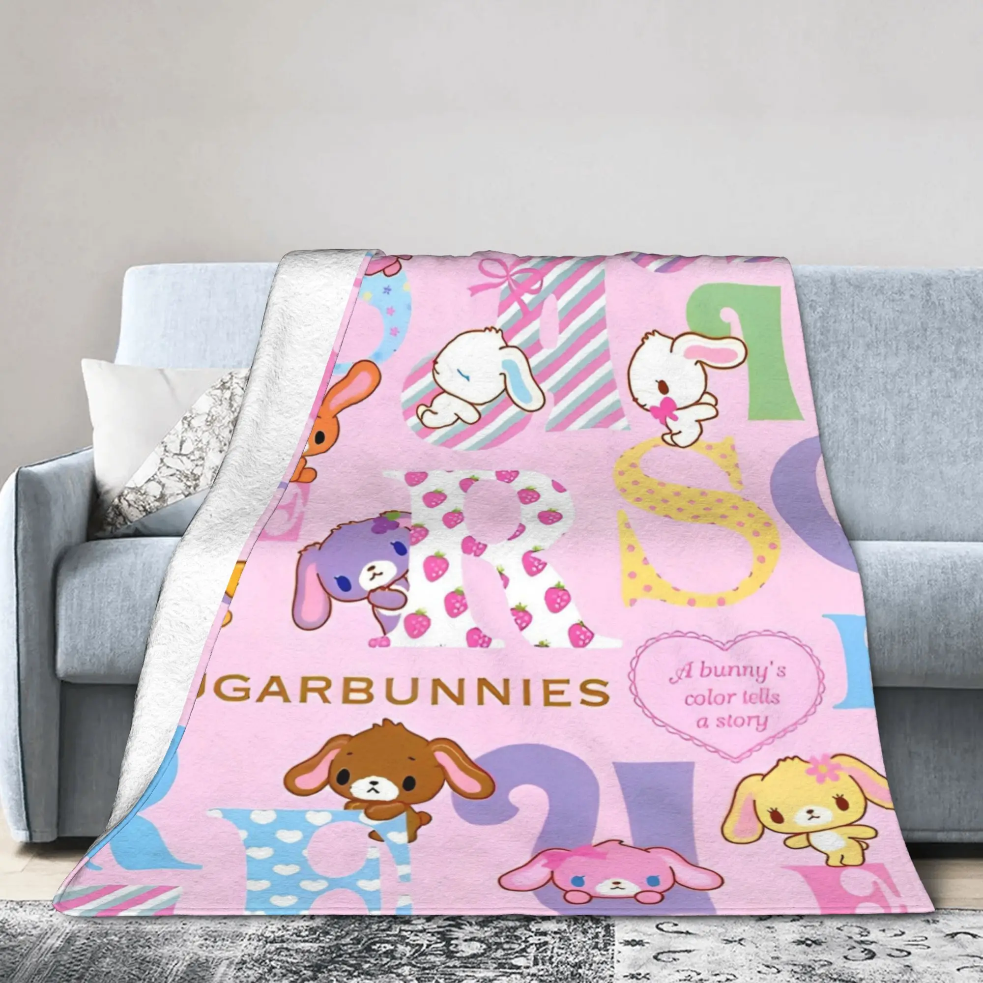 Sugar Rabbit Blankets Cartoon Flannel Throw Blanket Summer Air Conditioning Printed Soft Warm Bedspread