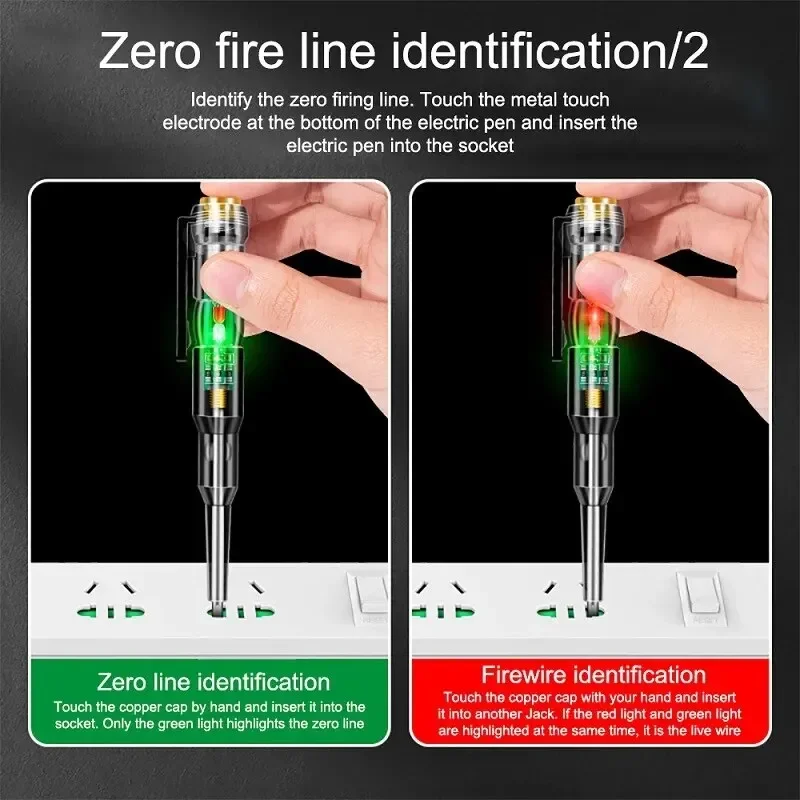 Test Pen Color Double Light Sensor Beep Alarm Electrician Test Broken Zero Fire Wire Detection Pen High Bright Electrician Pen