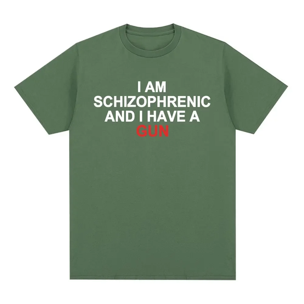 Camiseta divertida أنا Schizophrenic ولدي مسدس ropa para hombre y mujecamisetas de moda de الهيب هوب camisetas de #3