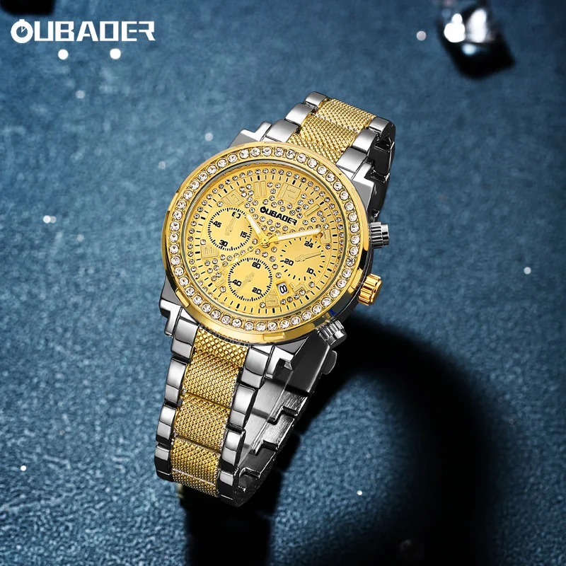 

Oubaoer Luxury Women's Watch Elegant Waterproof Women's Watch Fashionable Quartz Watch Fake Three Eyes Design dial Women's Gift