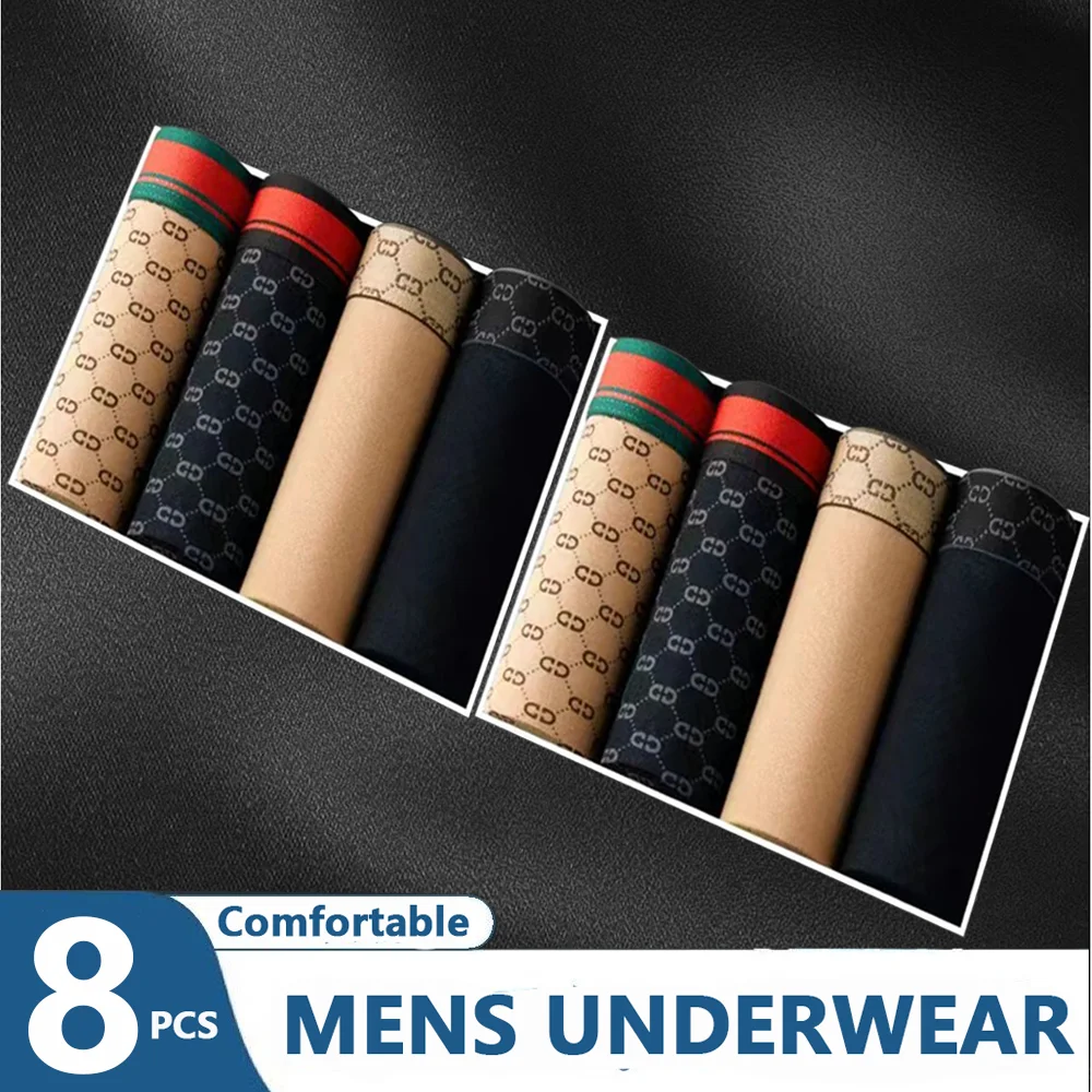 8PCS Men's Panties Cotton BoxerShorts Man Underwear Men Elastic Boxers Breathable Male Underpants Sexy Plus Size 5xl 6xl