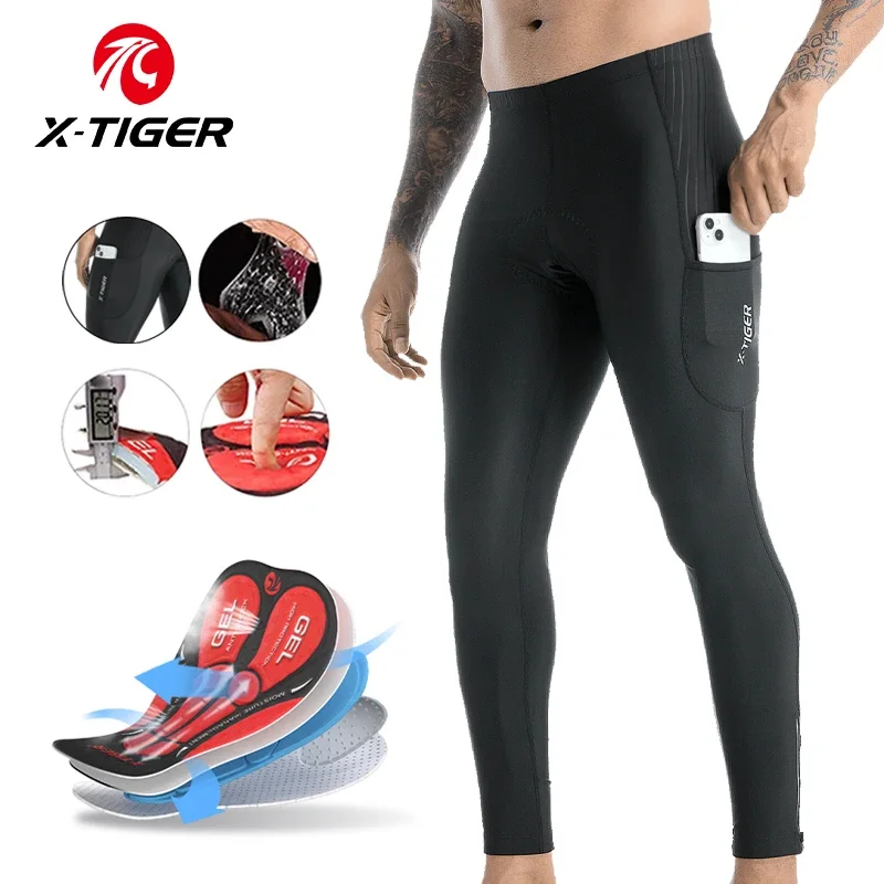 X-TIGER Fahrradhose Radfahren Lange Hose Radfahren Sportstrumpfhose 5D Gel Pad Rennrad Lange Hose Herren Fahrradbekleidung