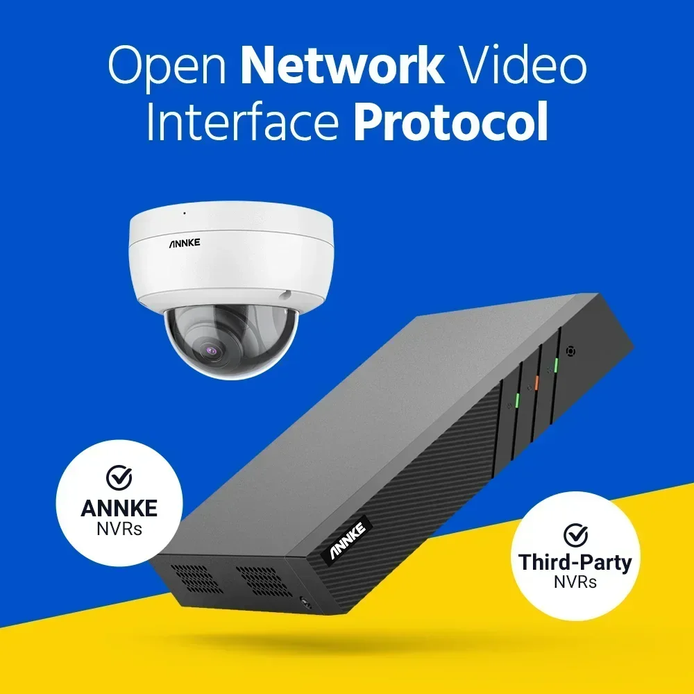 ANNKE 16CH 4K(8MP) H.265 PoE NVR CCTV System + 8pcs 3K(5MP) AI & Microphone HD Night Vision PoE IP Dome Camera With SD Slot