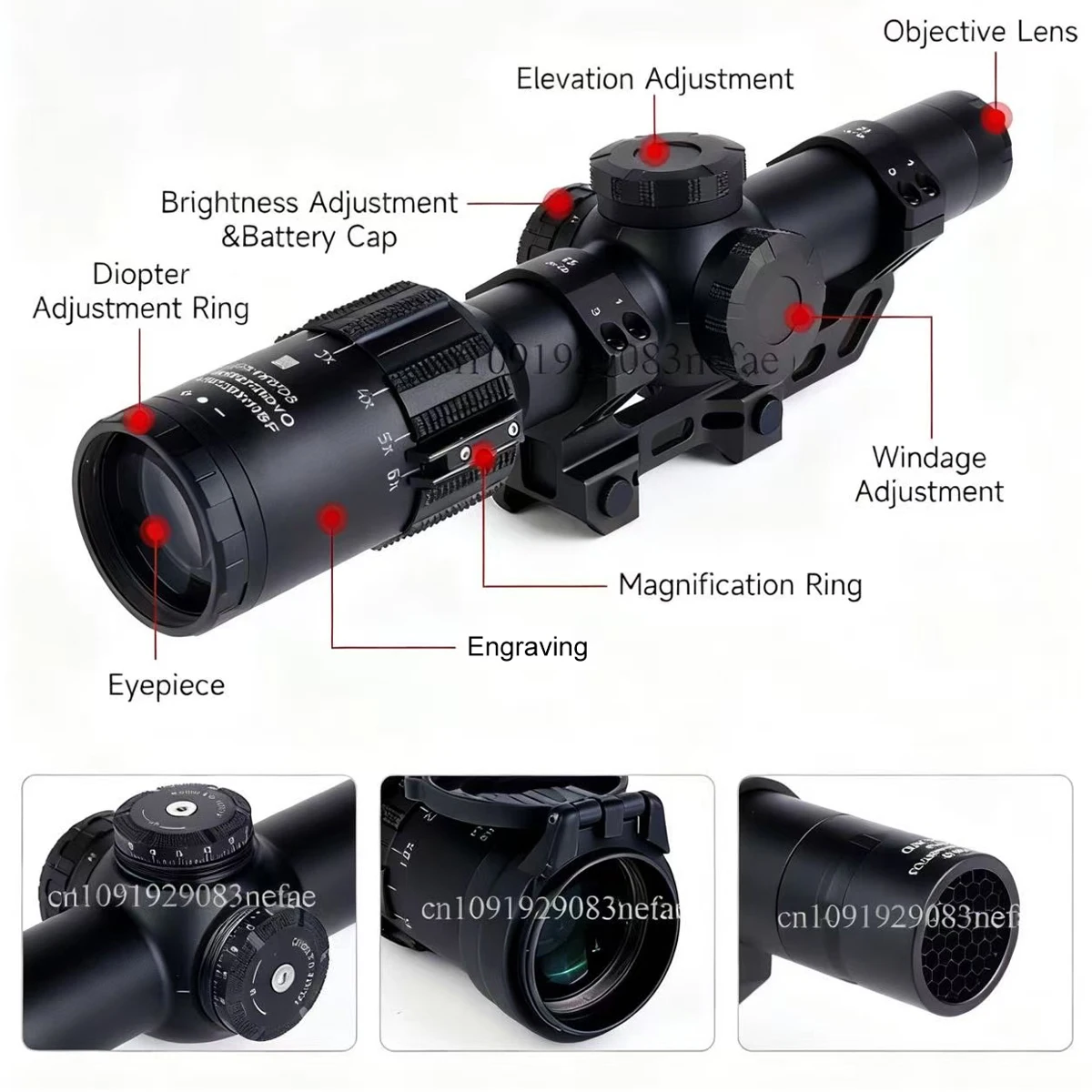 Tactical 1-6X24 TANGO 6T Scope Front FFP DWLR6 Illuminated Reticle Optical Sight 30mm Diameter Cantilevered Clamp