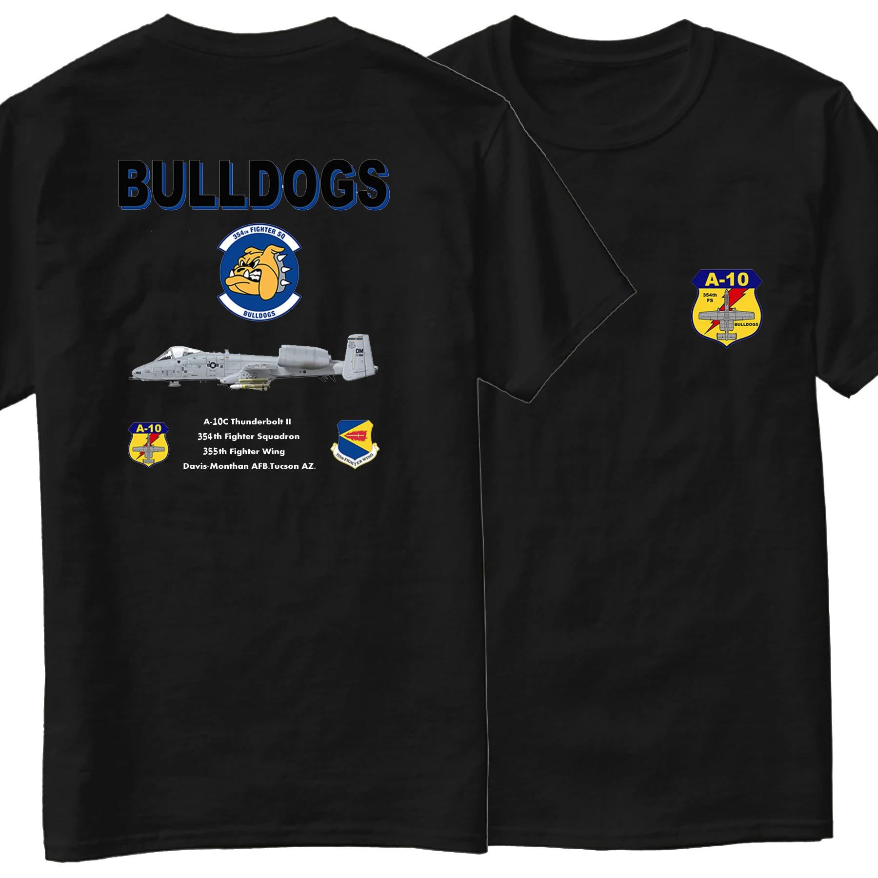 USAF BullDogs 354th Fighter Squadron A-10 Warthog Attack Aircraft T-Shirt Short Sleeve Casual 100% Cotton O-Neck Mens T-shirt