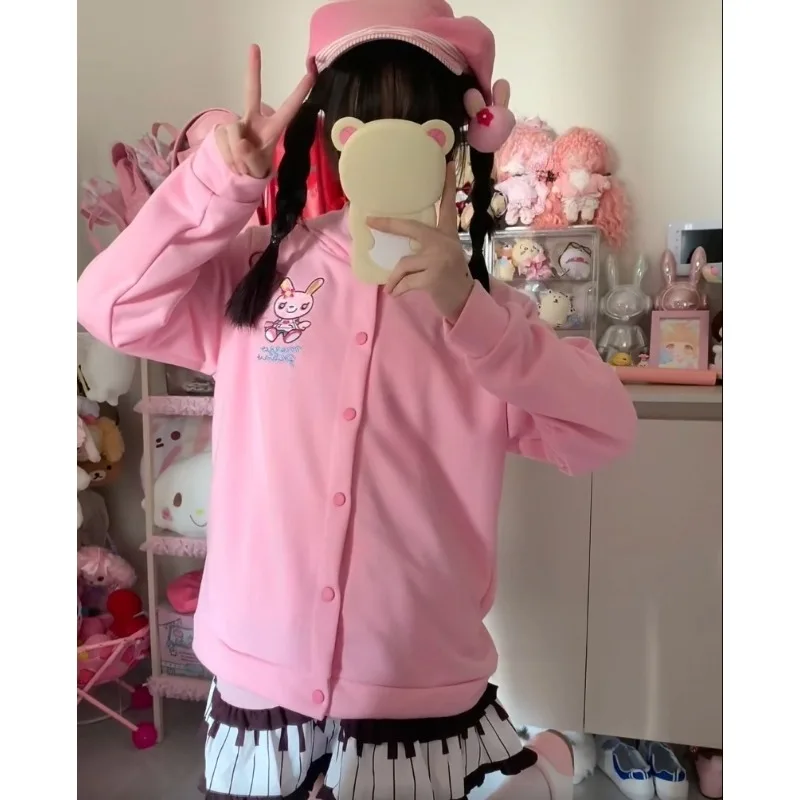Japanese Sweet Jackets with Hooded Women Long Sleeve Kawaii Ears Cardigan Coats for Girls Elegant Lolita Clothing Tops