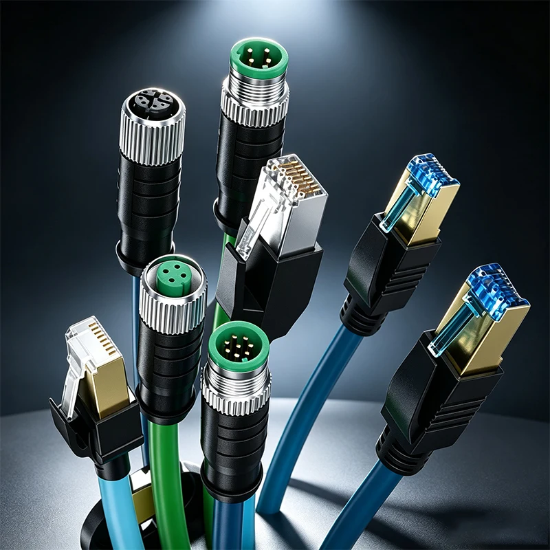 CAT6A M12 To RJ45 Industrial Camera Network Cable 4P 8Pin A/D-type X-coding High-flexibility Cable Chain Dual Shielded Sensor