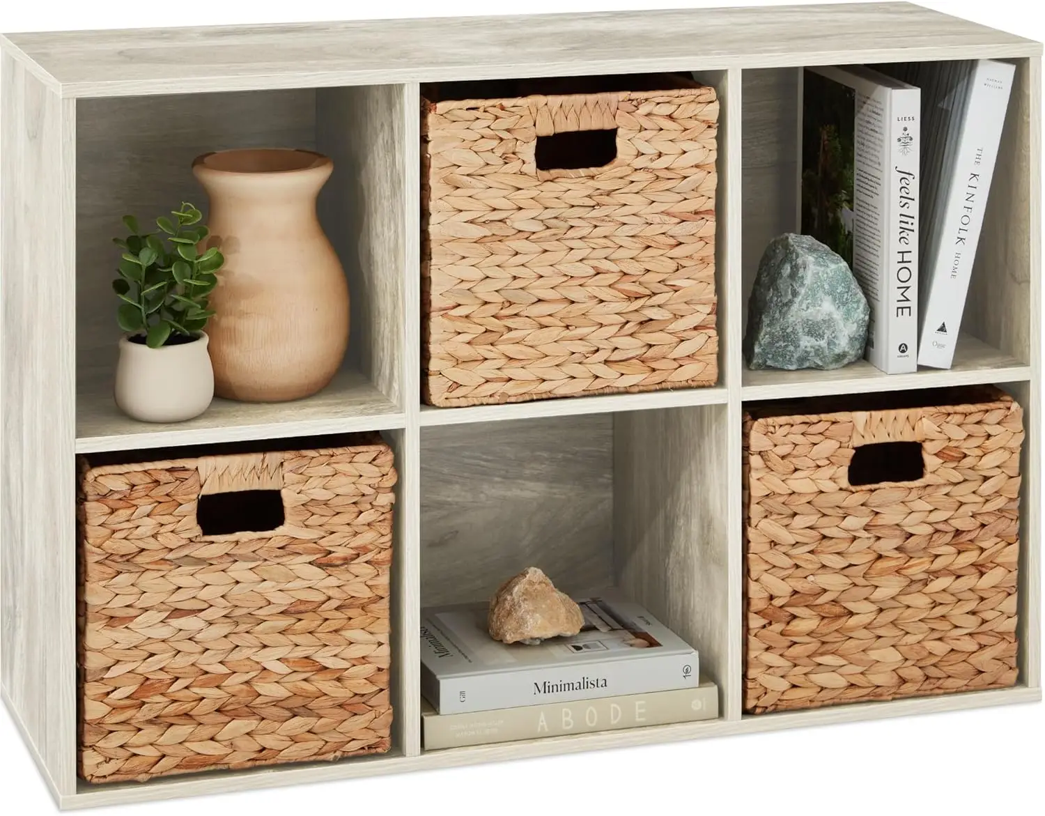 

6-Cube Storage Organizer 13.5in Shelf Opening Bookcase Display Shelf Customizable w 3 Removable Back Panels u2013 Whitewash