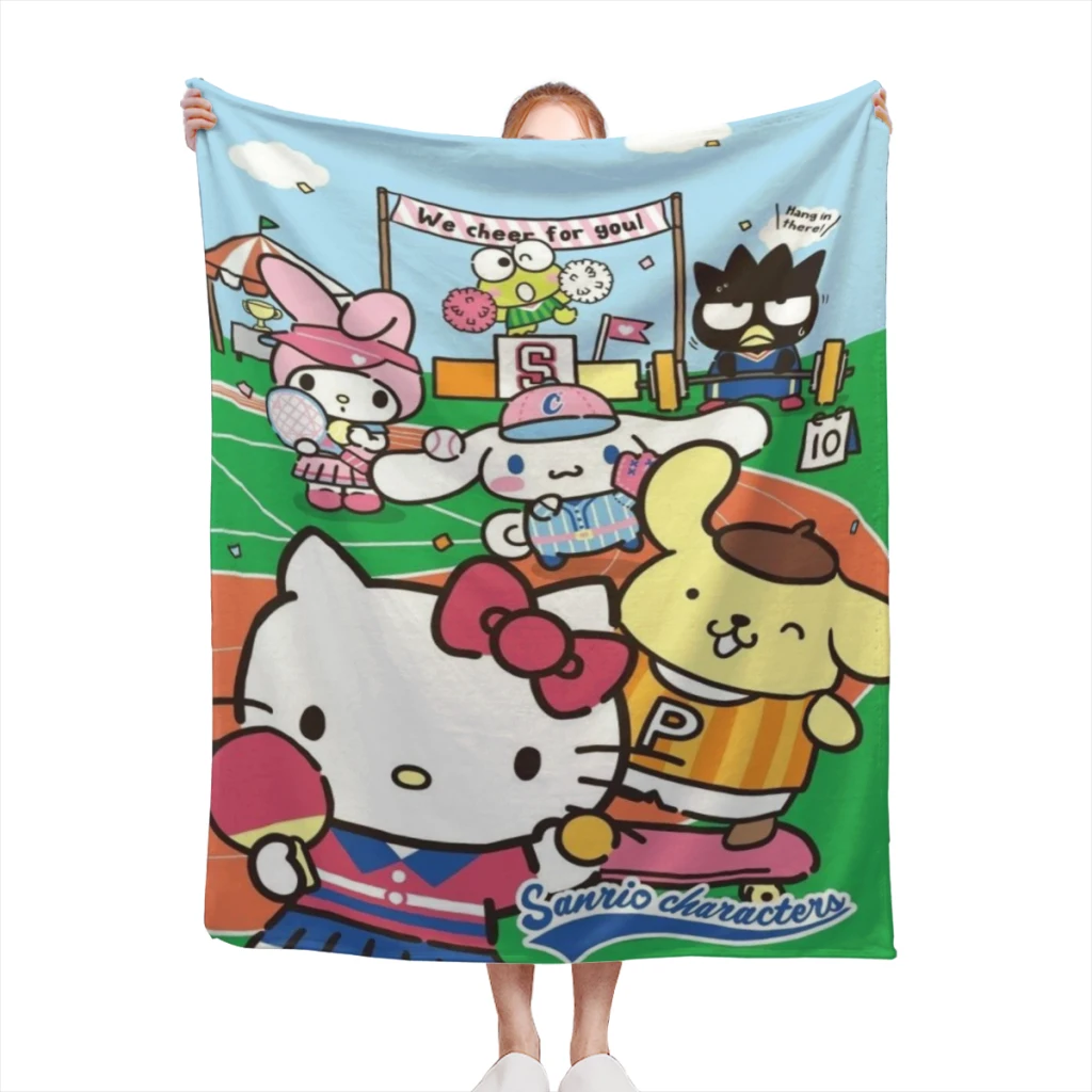 

Cute Anime Sanrio Hello Kitty Kawaii Medium Blanket Fluffy Soft Bedroom Decor Sofa Blankets Comforter Home and Decoration