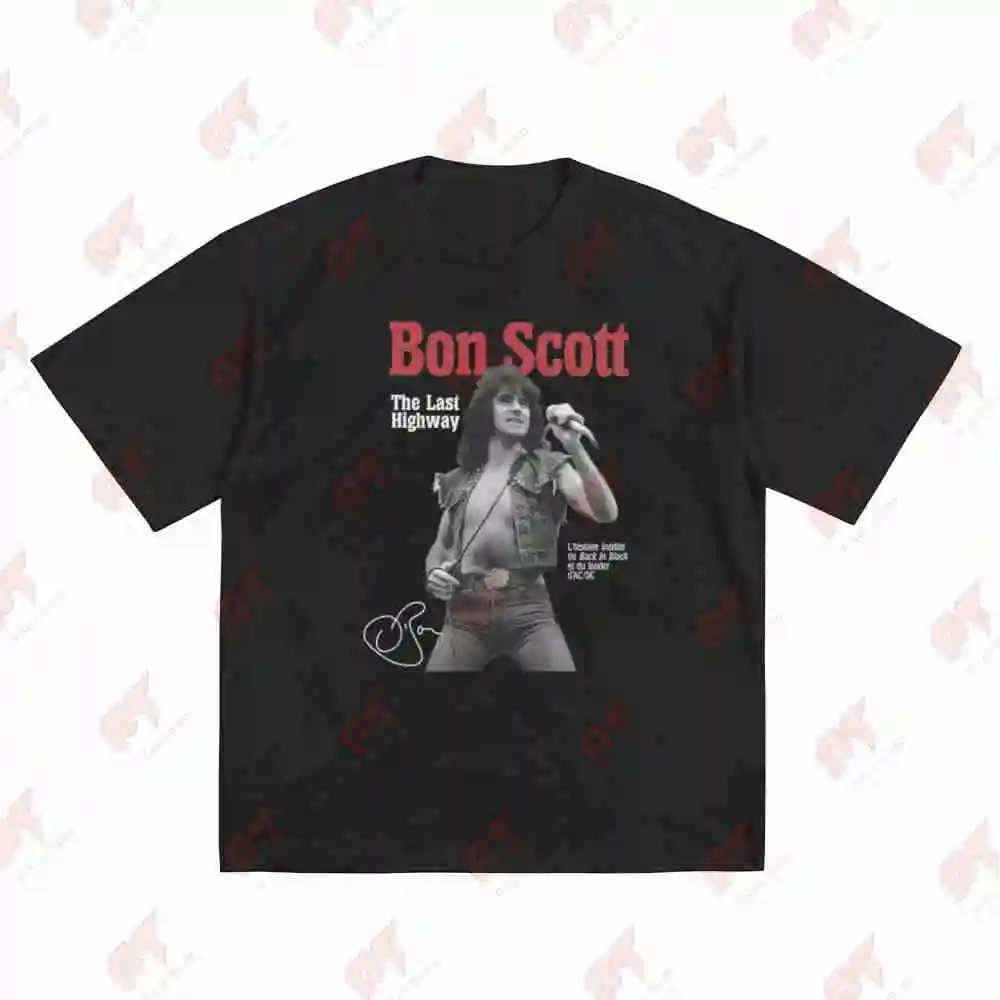 Bon Scott The Last Highway Signed Short Sleeve Tee 100% Cotton T-Shirt