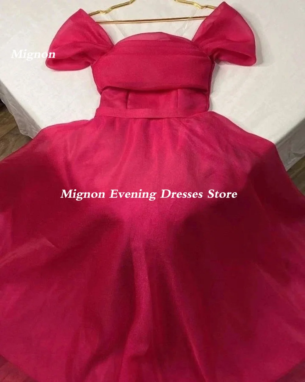 Mignon-vestido de Organza con escote y hombros descubiertos para mujer, traje de graduación con volantes, largo hasta el suelo, Formal, elegante, para fiesta de noche, 2023