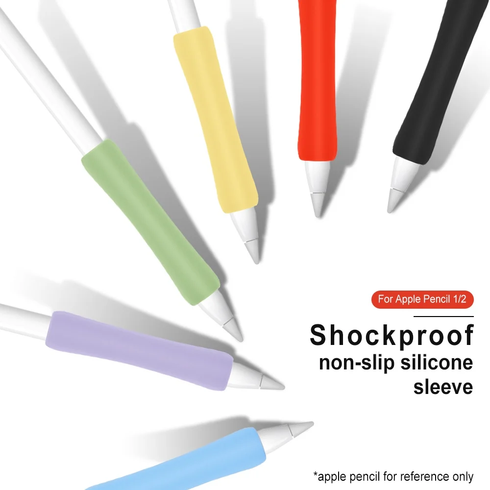 Estojo protetor de silicone macio, aperto antiderrapante, Pencil Grip para Apple Pencil 1/2 compatível, transporte rápido