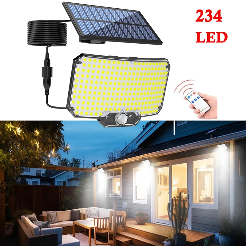 

Солнечные фонари для улицы, 234LED разделительные солнечные фонари для улицы, датчик движения от сумерения до рассвета, охранный прожектор на солнечной энергии