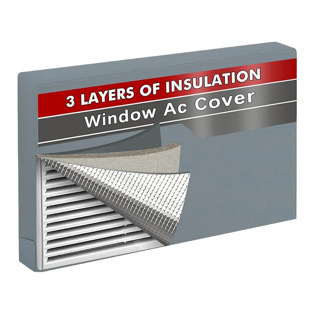 

Air Conditioner Cover for Indoor Use with 3 Layer Insulation Secured with Straps Windproof and Waterproof Protection