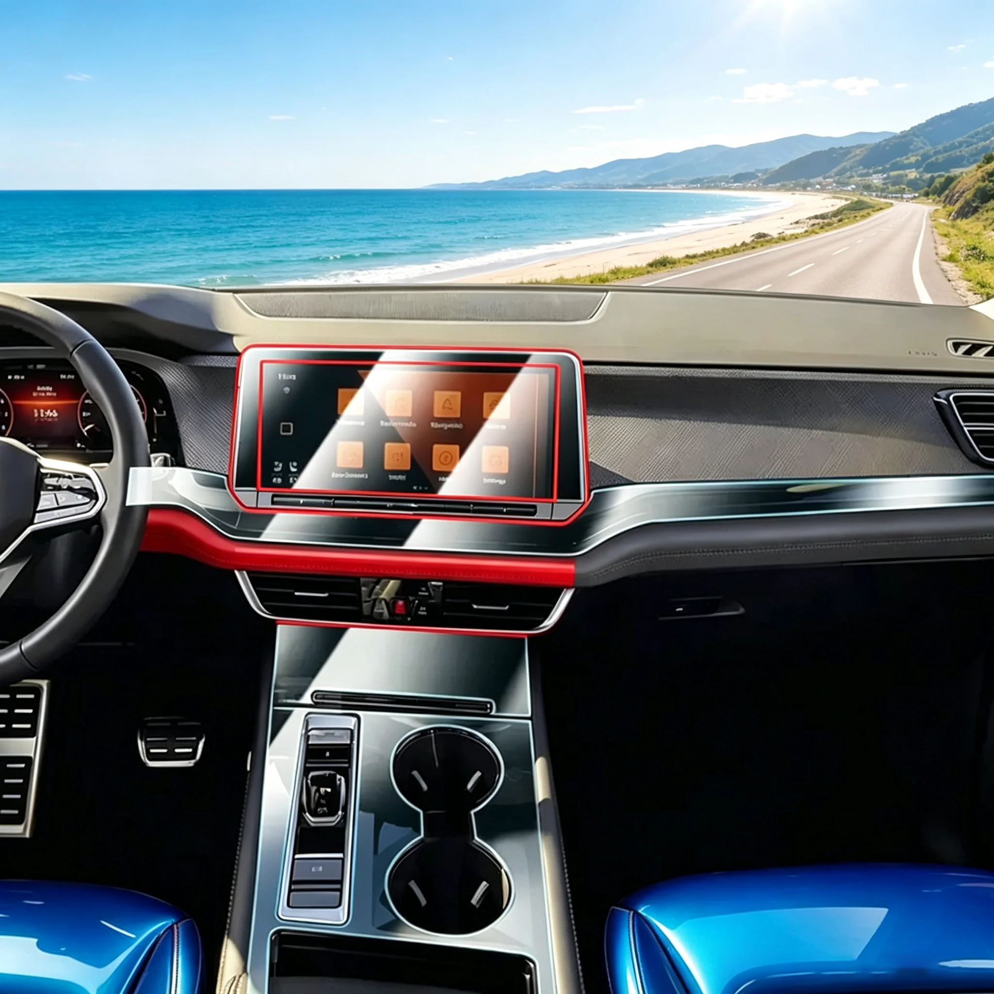 For VW VOLKSWAGEN ATLAS 2023-2024 Car Interior Transparent TPU Protective Film Center Console Screen Anti-scratch Stickers