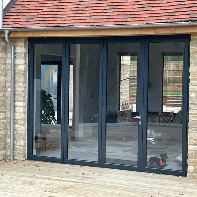 Folding Door for Garden Entrance Exterior Metal Energy Efficient Accordion Door Glass Thermal Break Aluminum Doors Custom-Made