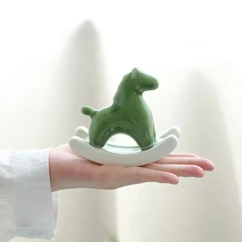 

Ceramic Rocking Horse Ornament Exquisite Equilibrium Principle Horse Sculpture Crafts Mini Colorful Decoration Horse Living Room