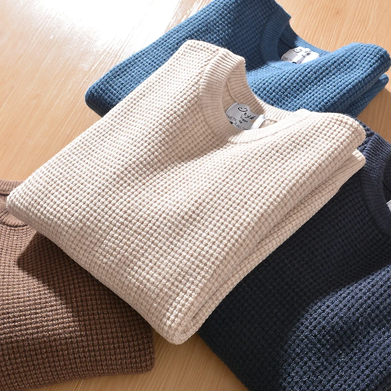 

Laid-back Style Knitted round Neck Sweater Men's Casual Fashion Thickened Winter Long Sleeve Color Leisure Wear
