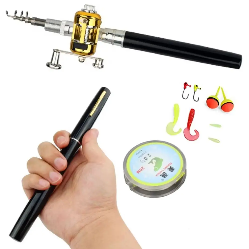

Telescopic Pocket Fishing Rod Carbon Reel 1M Mini Fishing Pole Aluminum Alloy Spinning Folded Fishing Rod Kit Lake