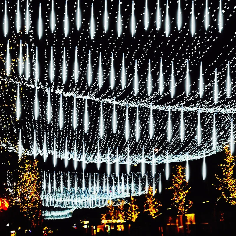 Imagem -05 - Led Meteor Shower Fairy Lights Tubos Luz de Natal Decoração de Rua Iluminação Exterior Guirlanda do Jardim Plug eu