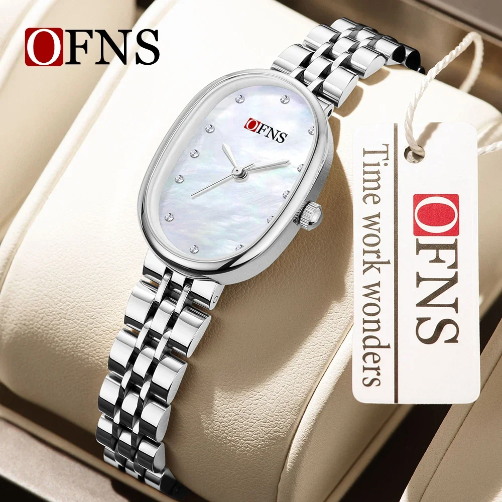 OFNS Top Brand 1531 Casual Lightweight Women's Quartz Watch with Bell Point Mother Diamond Oval Waterproof Women's Quartz Watch