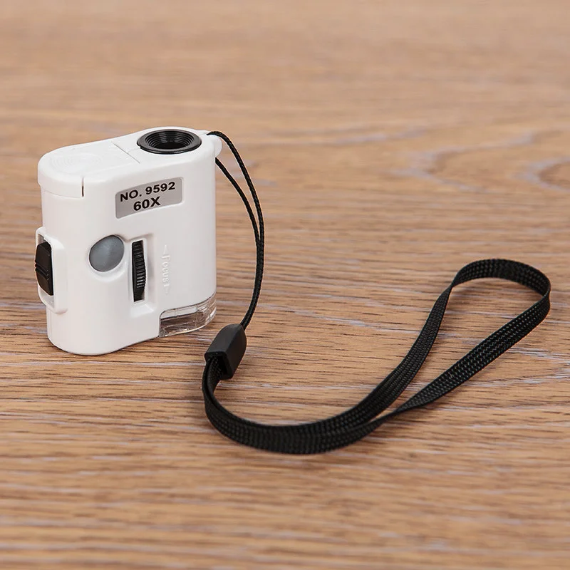 60x ручное увеличительное стекло, мини-микроскоп, ювелирный увеличитель с LED подсветкой