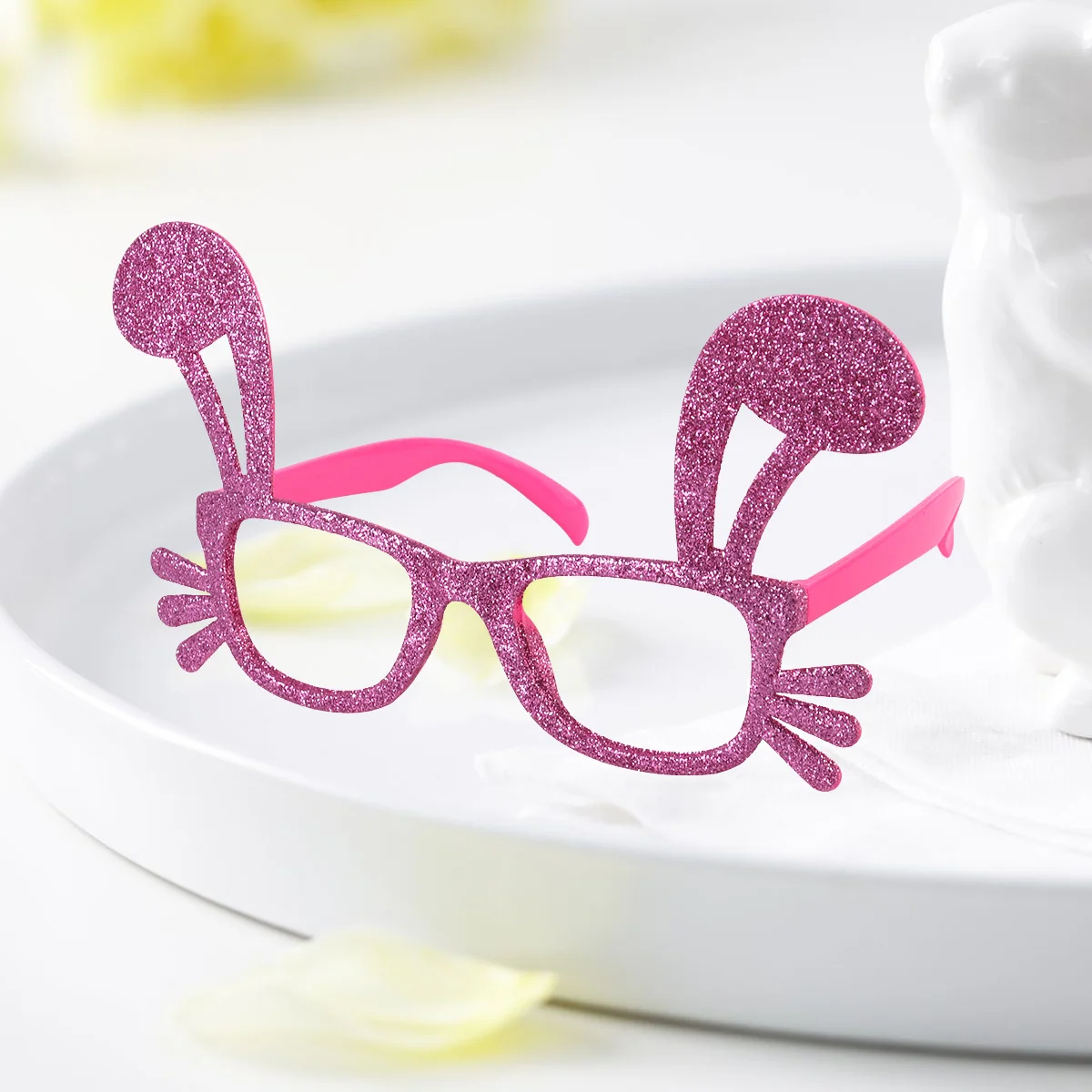 

Funny Glasses Bunny Ear Design Glitter Lightweight Costume Party Easter Decoration Novelty Sunglasses Without Lenses for