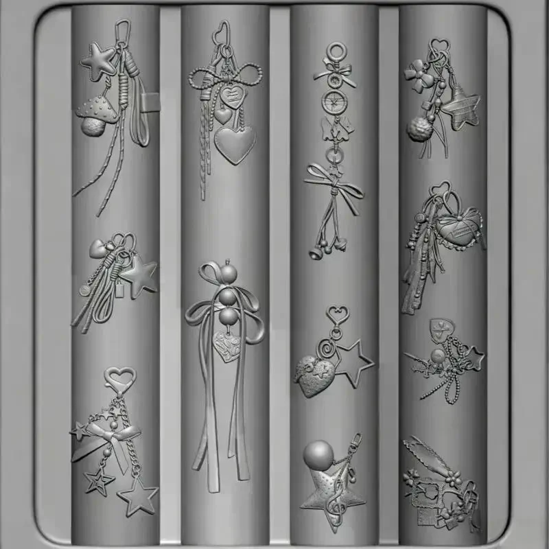 Cute 3D Bow Lace Chain Silicone Nail Mold DIY Resin Charm Mould Transparent Manicure Template