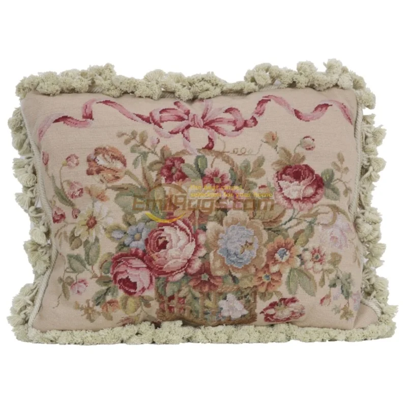 camel needlepoint floral pillow  Collection  woven  Country French soft set hand embroidery thickened embroidered cushions