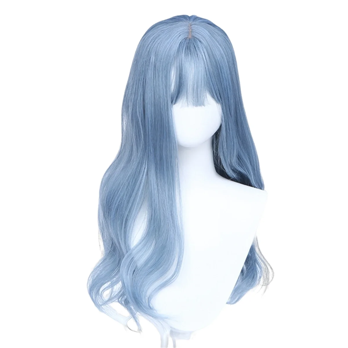 Synthetic Wigs Wave Mixed Haze Blue Long Wig for Women Heat Fiber Hair Cosplay Wig with