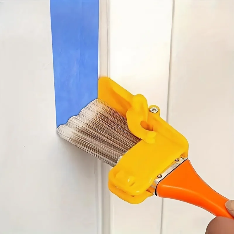 1Pc Orange Precision Edging Paint Brush, Wooden Handle Separation Brush for Wall Ceiling DIY Detail Decor