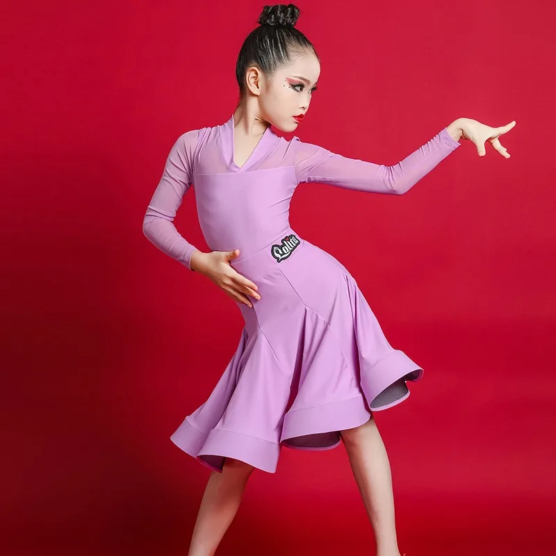 Autumn Children's Latin Dance Skirt Children's Competition Dress Girls' Standard Dress Exam Grade Performance Costumes