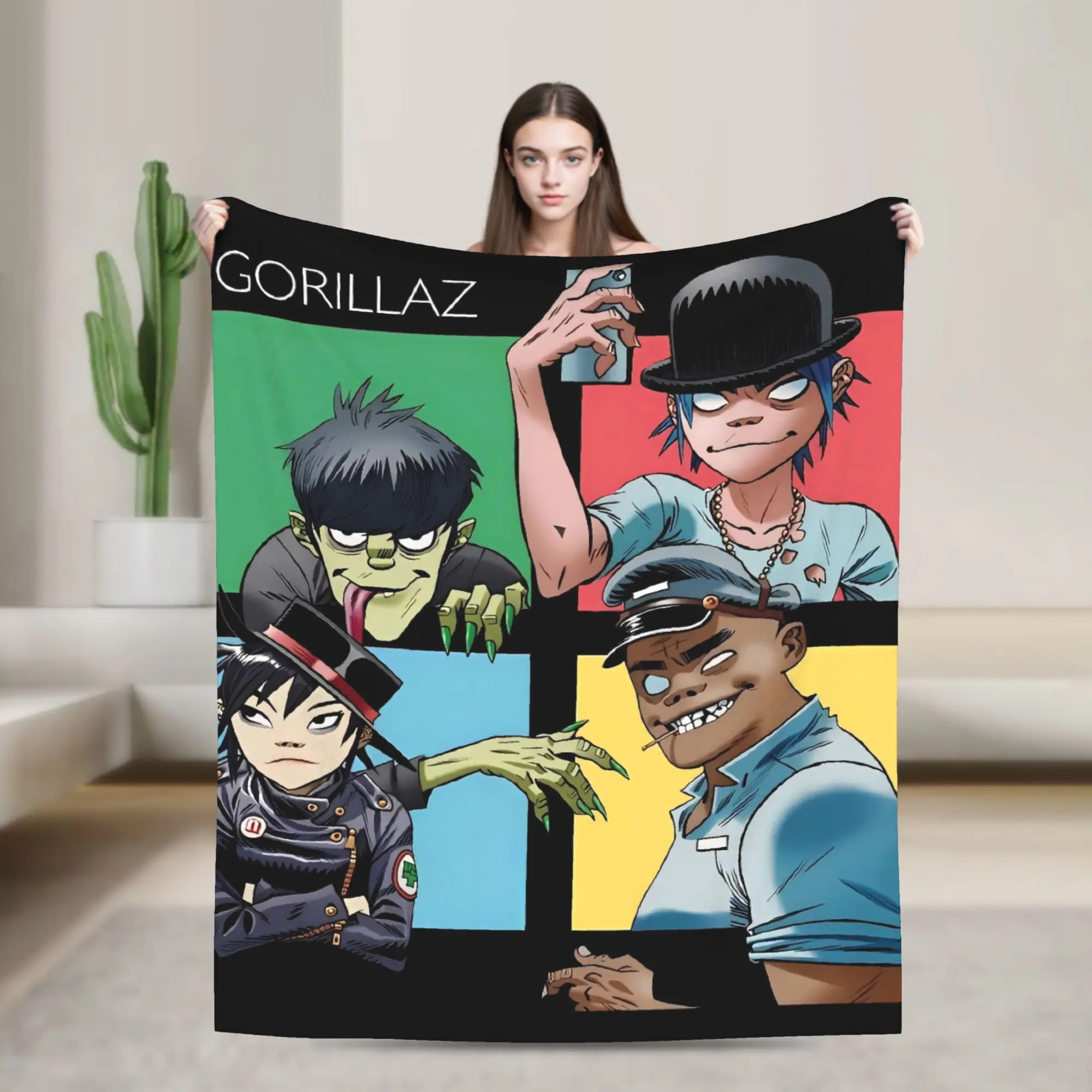 

Music Band G-gorillazs Throw Blanket Flannel Bedspread For Couch Chair Sofa Bed Novelty Sofa Bed Cover
