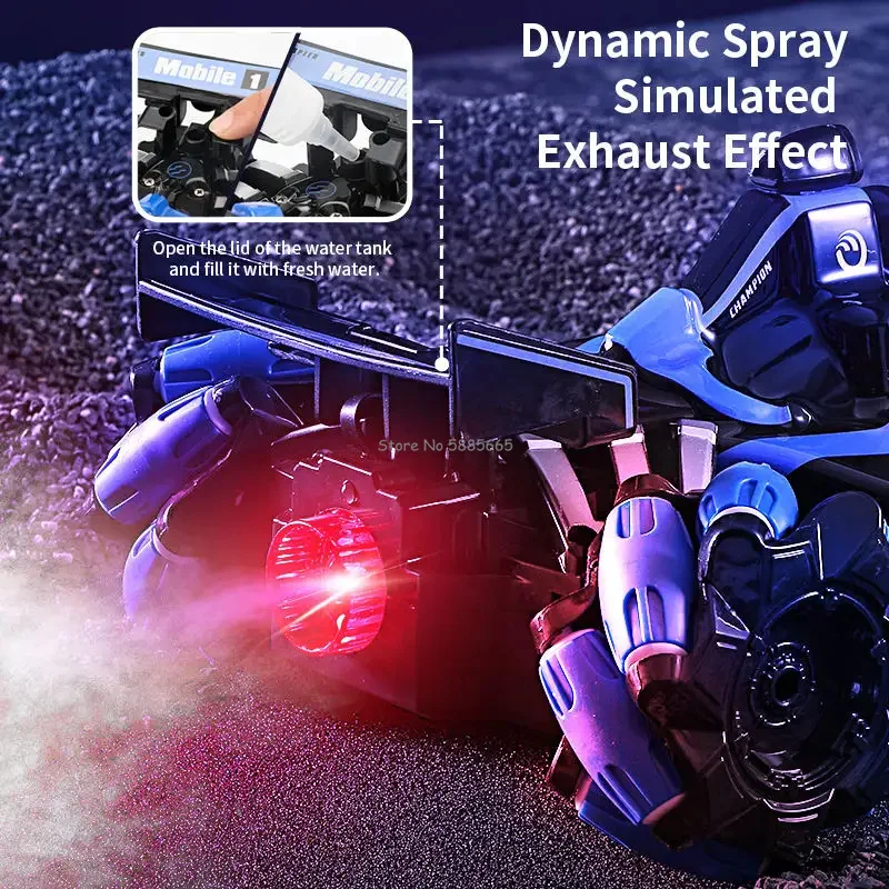 رذاذ قيادة متعدد الاتجاهات F1 للتحكم عن بعد سيارة حيلة 4WD إضاءة موسيقى 360 ° لعبة سباق سيارة سباق قوية الانجراف RC