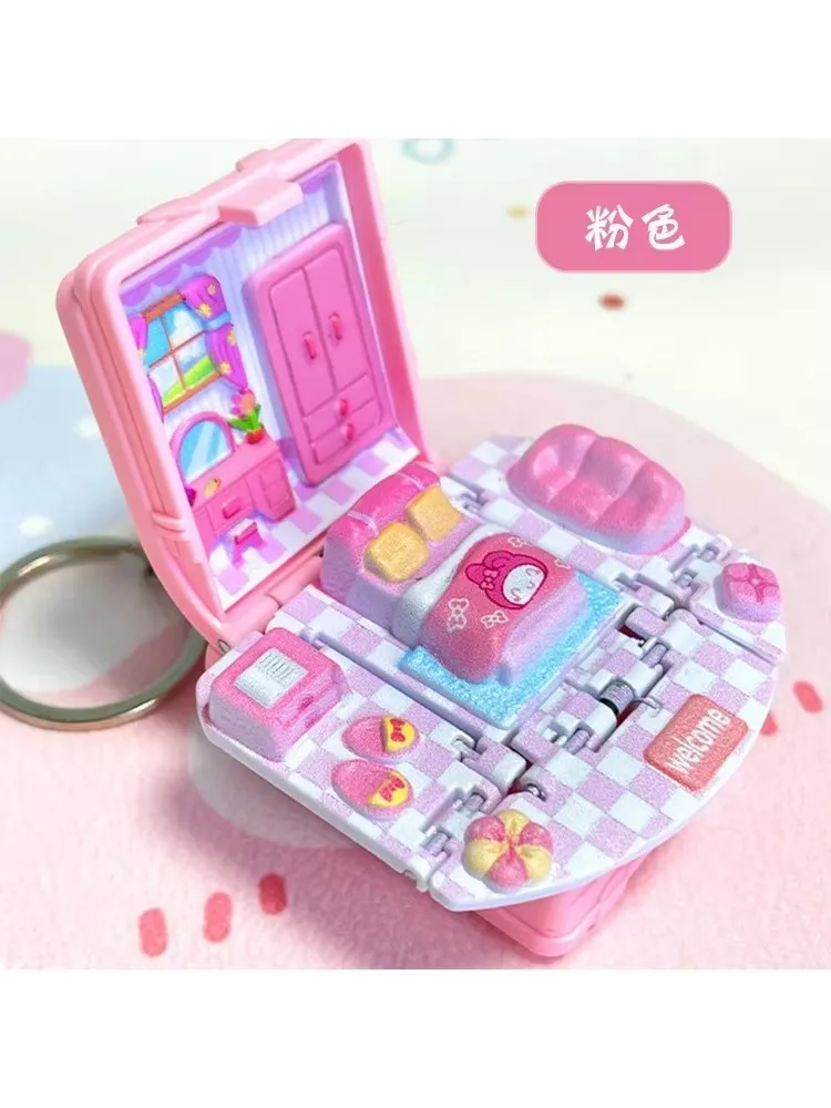 

3D Sanrio Folding Pop-up Book Mini Keychain Astronaut Educational Castle Stress Relief Creative Accessories