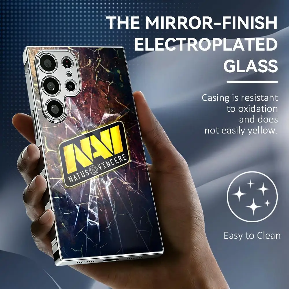 N-Natus V-Vincere Phone Case For Samsung Galaxy S25 S24 S23 Ultra Electroplated Metal Frame Shockproof Cover Phone Case