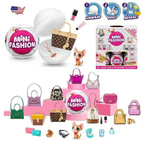ZURU 5 Surprise Mini Brands Fashion Mystery Set - Confezione da 2 Serie 1 Sorpresa Giocattolo in miniatura misterioso scatola cieca Giocattolo a sorpresa