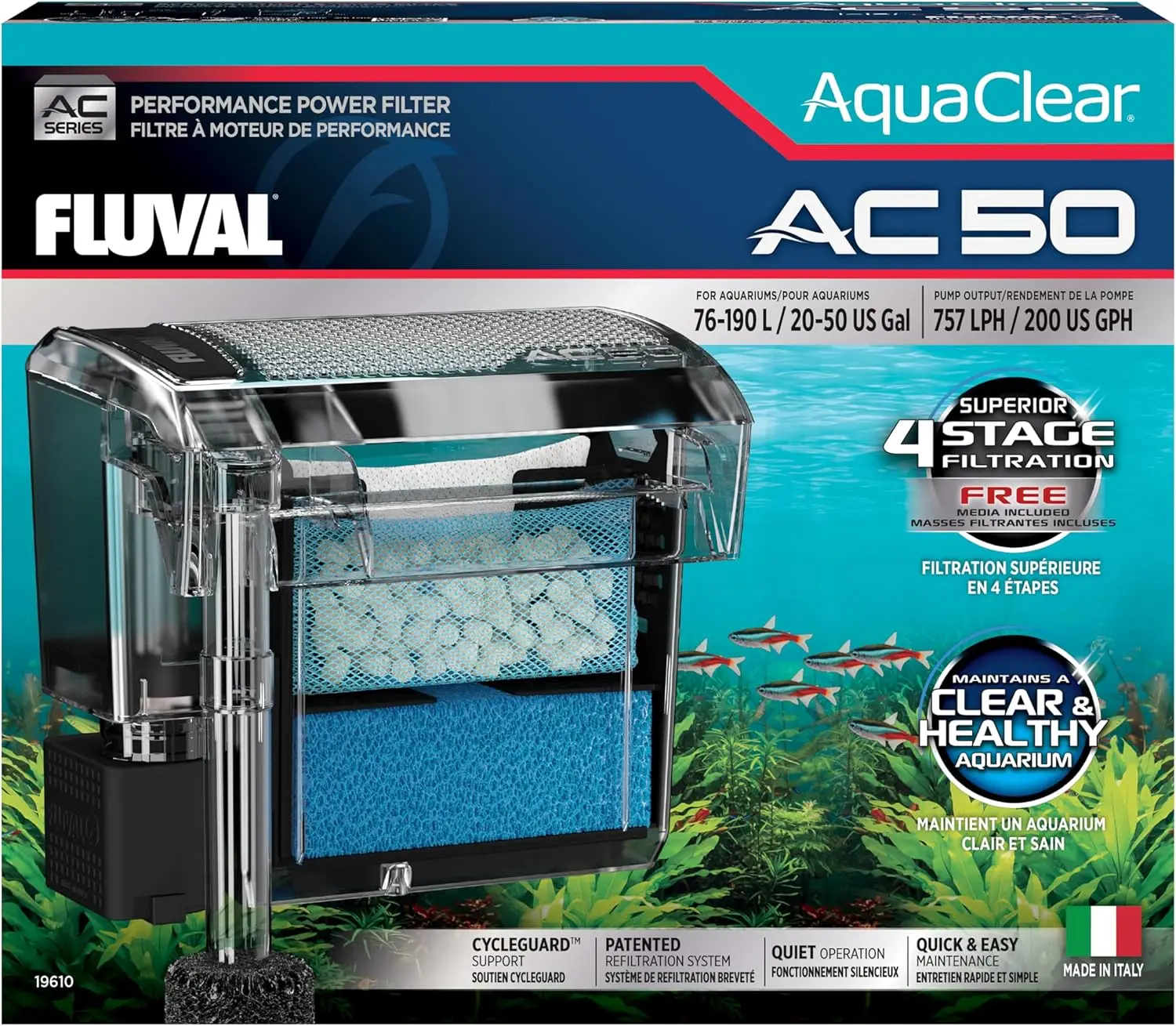 

High-Efficiency Aquarium Filter for 20-50 Gallon Tanks, Clear Water and Healthy Fish