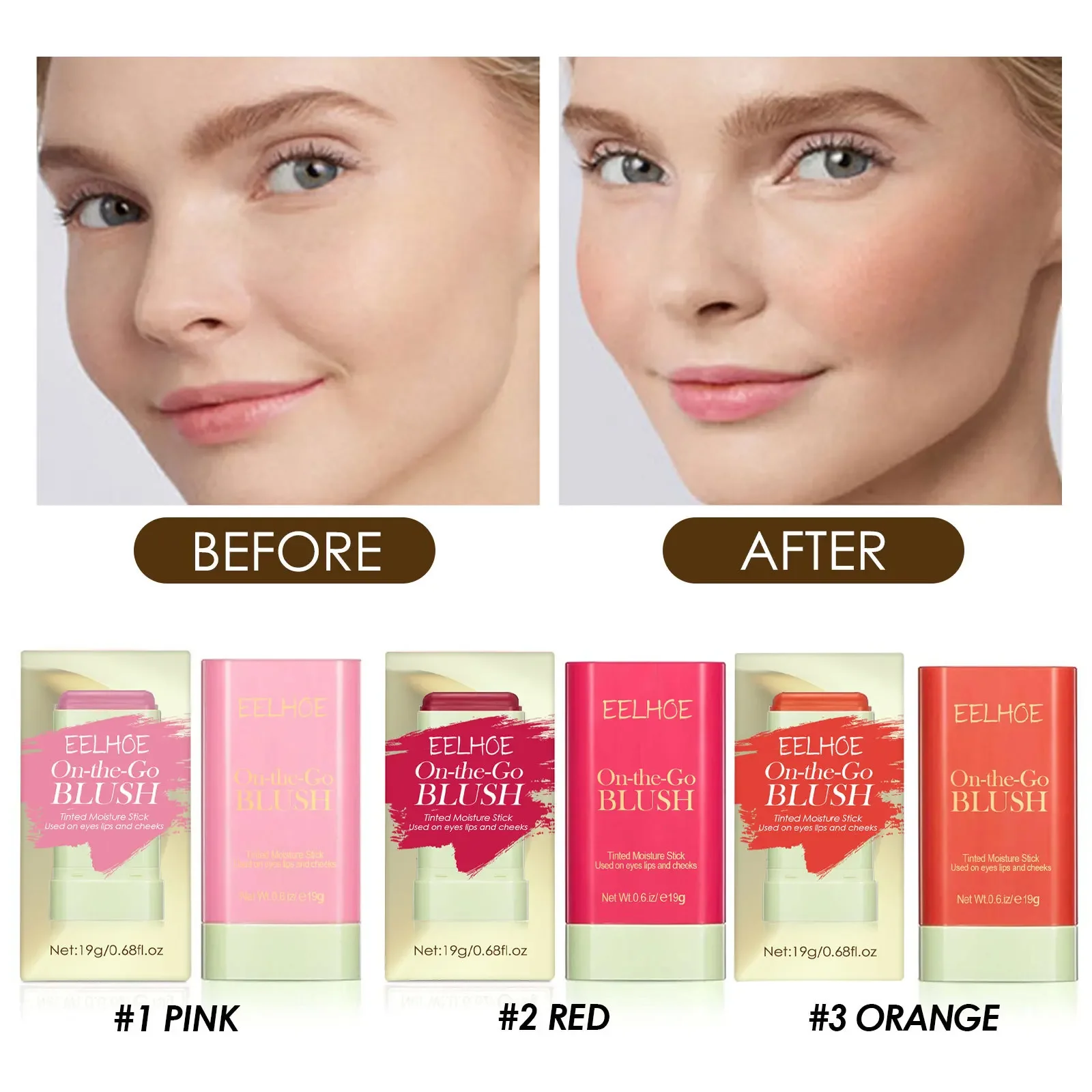 Eelhoe Polish Blusher Facial Natural Matte Blusher Expansion Color Highlight Repair Rouge Blush Stick Delicate Waterproof