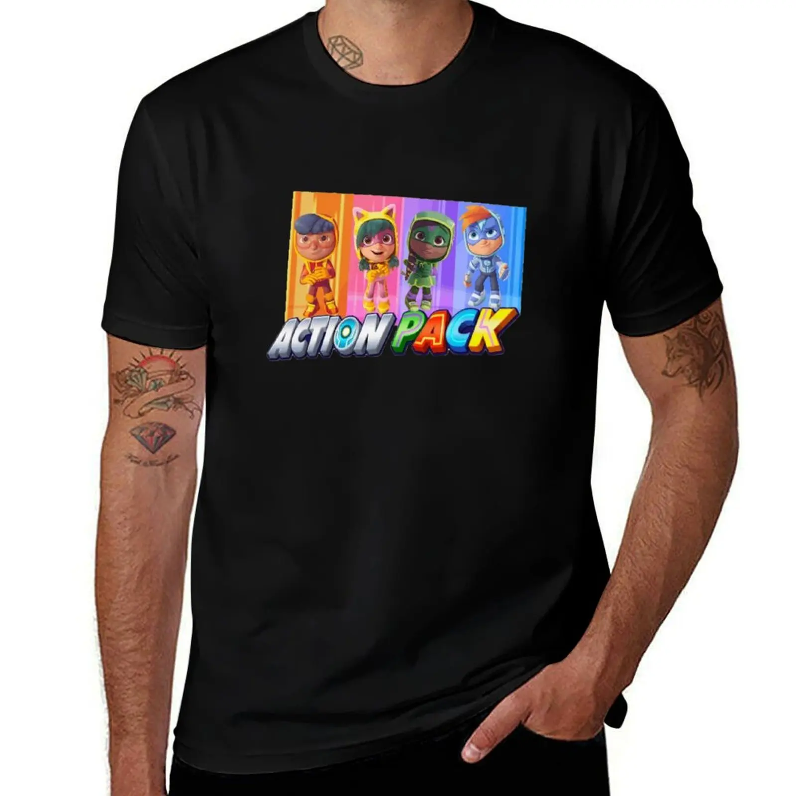 

Action Pack netflix T-Shirt plus size tops oversizeds vintage anime shirt mens clothing