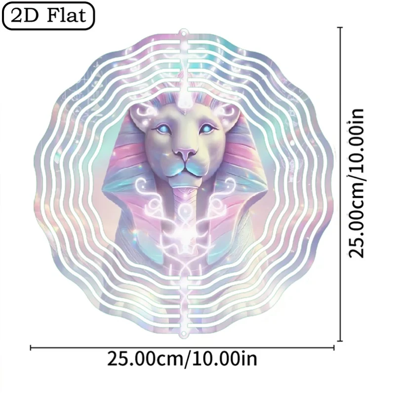 2D Flat, Two-Dimensional Flat Bohemian Judah Lion Wind Chime Wall Decor - Metal Swivel Hook with 360-Degree Rotating Wind Chime