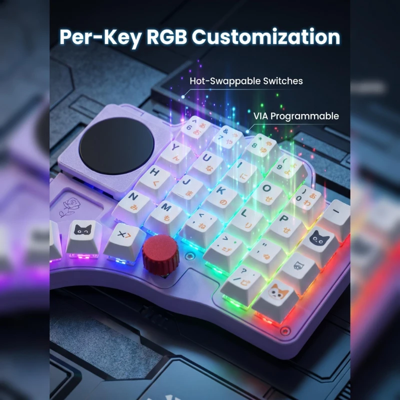 Dilemma Max Split Keyboard Kit Ergonomic Mechanical RGB Hot-swap Custom Wired Knob & Touchpad VIA for MX / Choc V1 Switch