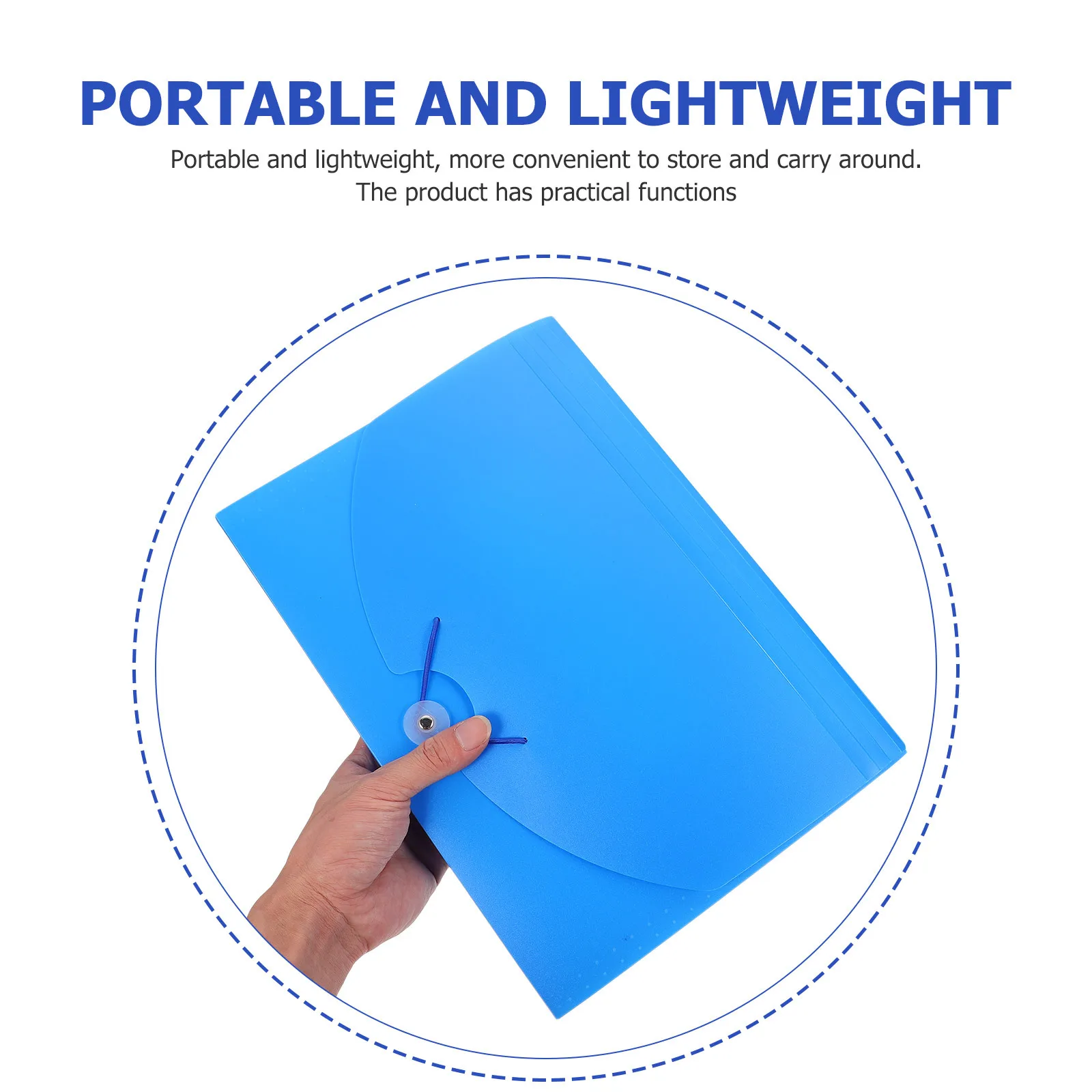 

1Pcs PP File Folder Blue A4 Size Document Storage Folder for Office Supplies Portable File Pouch for Tax Papers Vouchers Cards